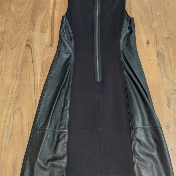 Halogen, black leather cocktail dress, size 6 Petite - Picture 2 of 10